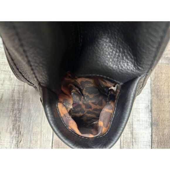 B Makowsky Large Black Bohemian y2k Style Leather Shoulder Hobo Bag Tote Purse - Picture 9 of 10